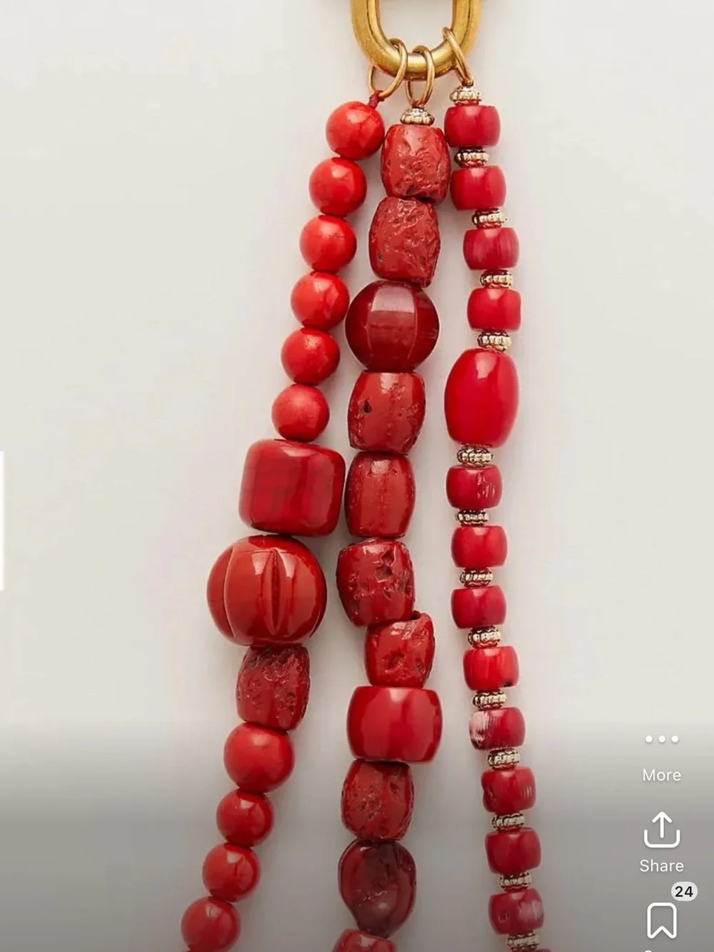 Free People Prismatic Beaded Bag Charm Keychain Red Semi Precious & Brass Clasp